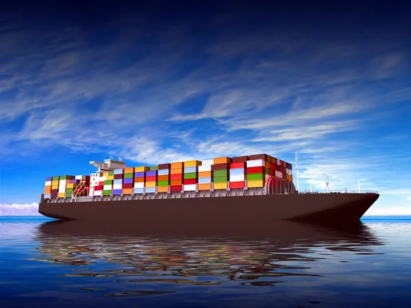 Большой контейнерный корабль — стоковое фото