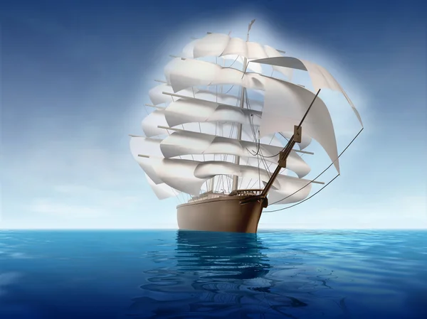 Starożytne jacht na morzu — Zdjęcie stockowe