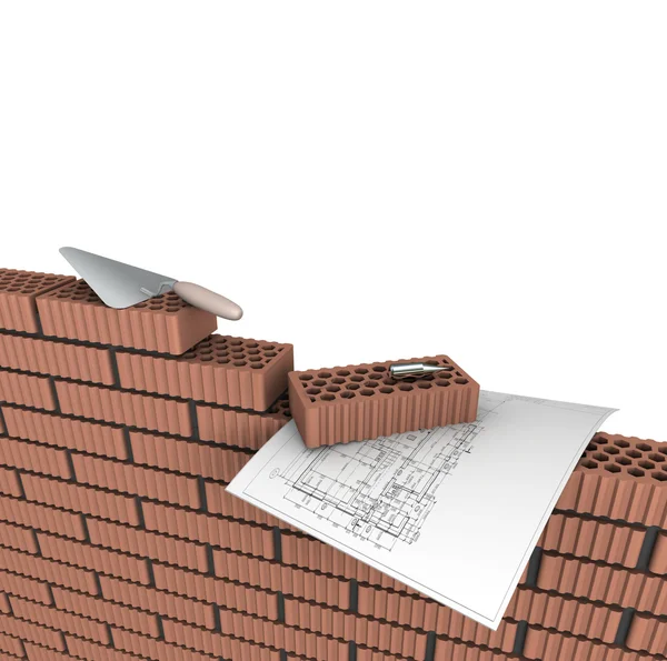 stock image Laying of a brick wall