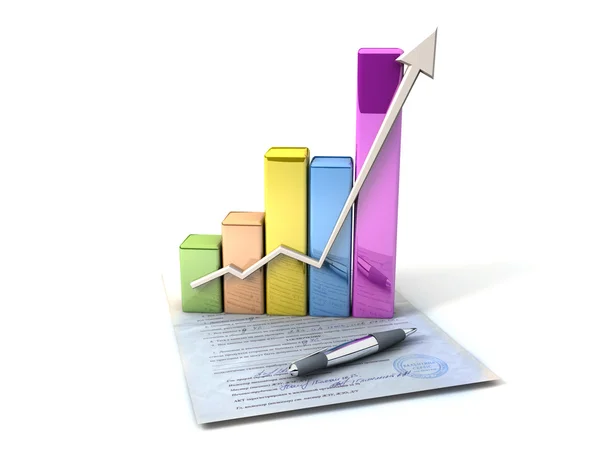 Business Graph with arrow showing profits and gains — Stock Photo, Image