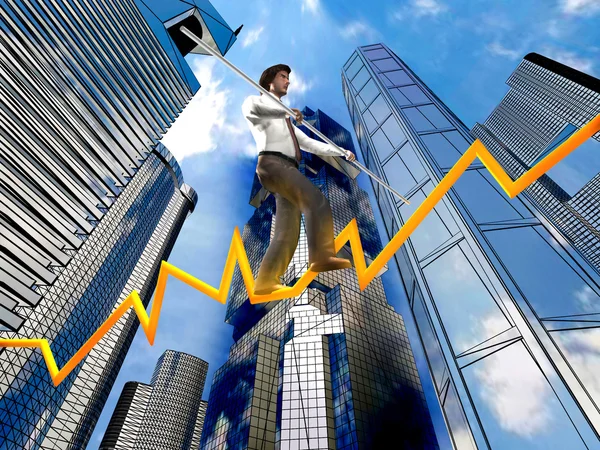 stock image Businessman on a finance graphic aiming for the top