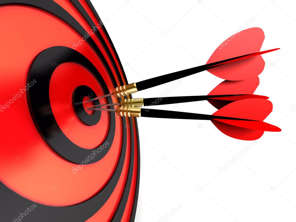 Abstract 3d illustration of arrows in target