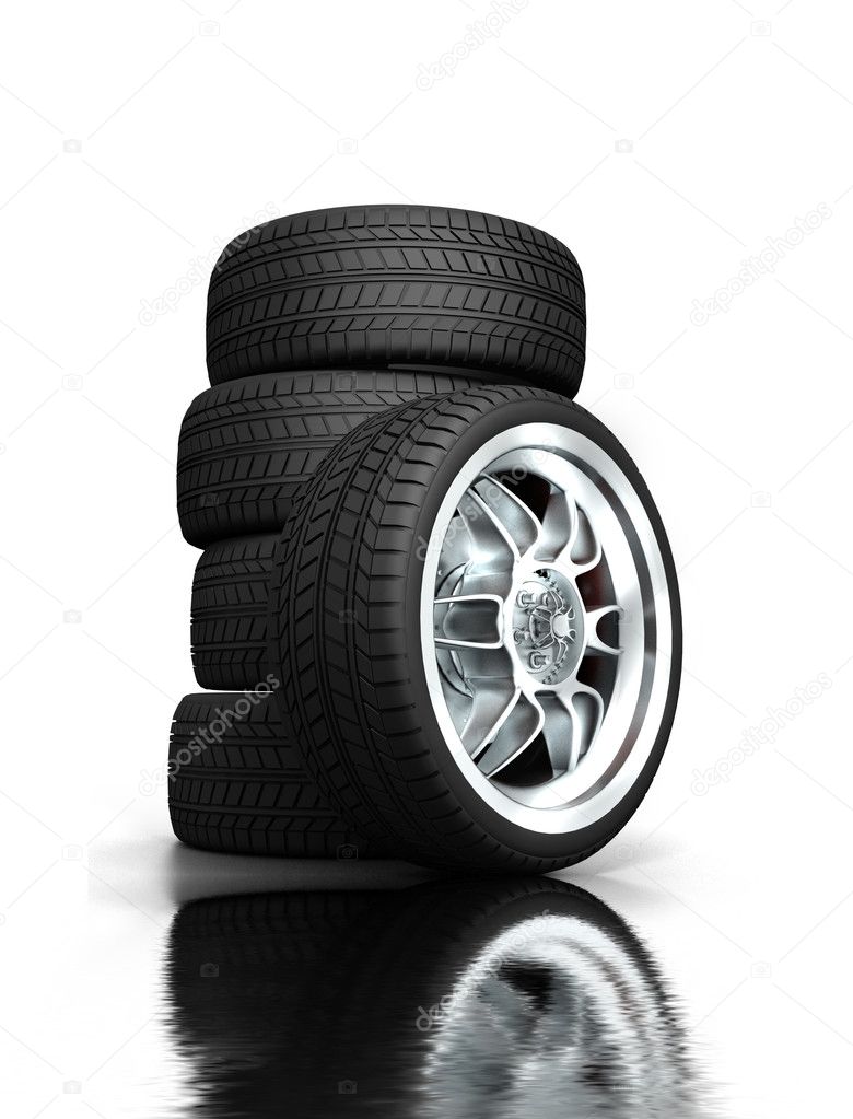 Isolated wheels on white background Stock Photo by ©ArchManStocker 6265408