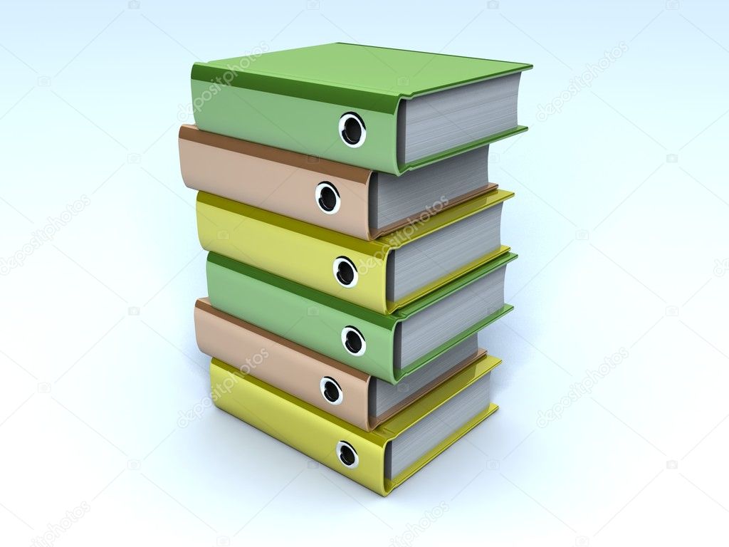 3d illustration of archive folders stack