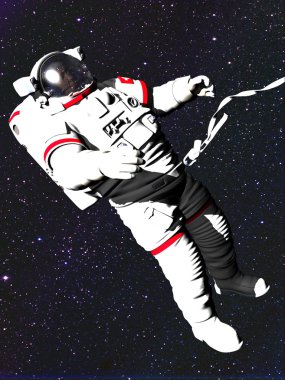 Astronaut in space against a starry sky. clipart