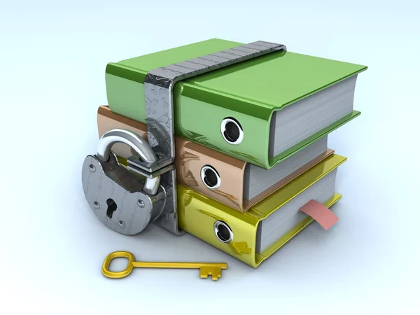 3D illustration of the image of a folder with the lock on a white backgroun — Stock Photo, Image