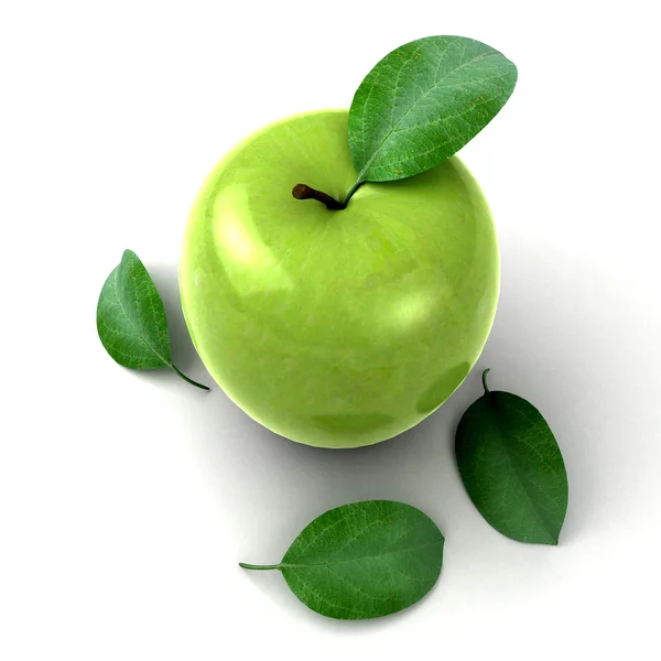 Friss zöld alma zöld levél — Stock Fotó