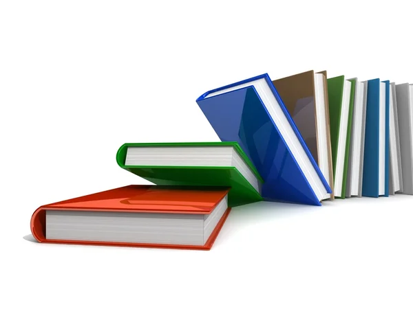 Renkli kitaplar üzerinde beyaz izole — Stok fotoğraf