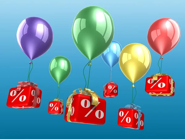 Blocos por cento em balões — Fotografia de Stock