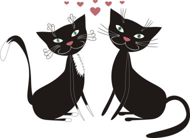 Two black cats clipart