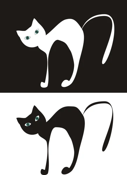 Chat noir et blanc — Image vectorielle