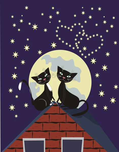 Дві чорні кішки — стоковий вектор