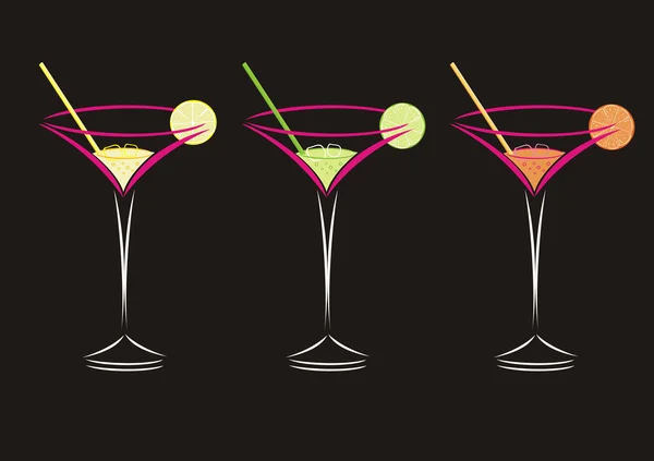 Drei Cocktails — Stockvektor