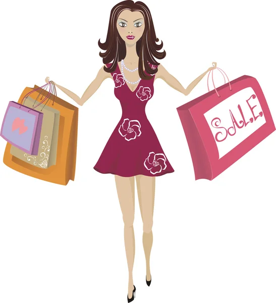 stock vector Shopping girl