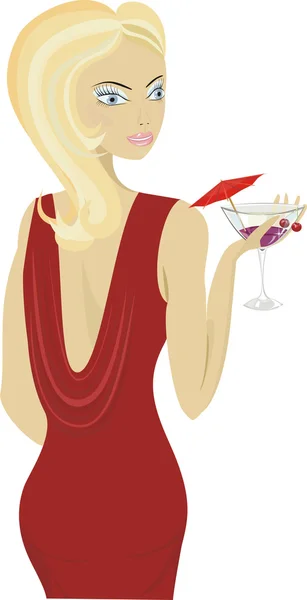 Girl with cocktail — Stock Vector