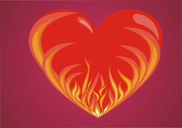 불타는 심장 — 스톡 벡터