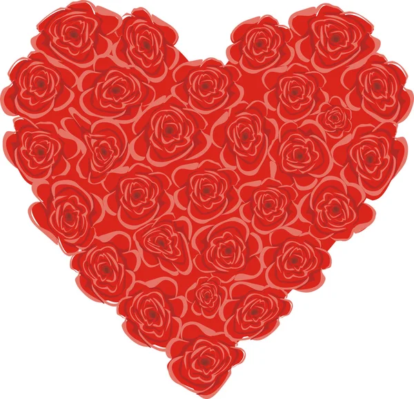 Coeur de roses rouges — Image vectorielle