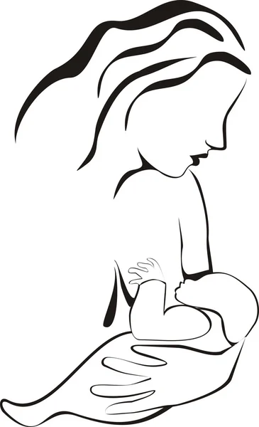 Femme qui allaite son bébé — Image vectorielle