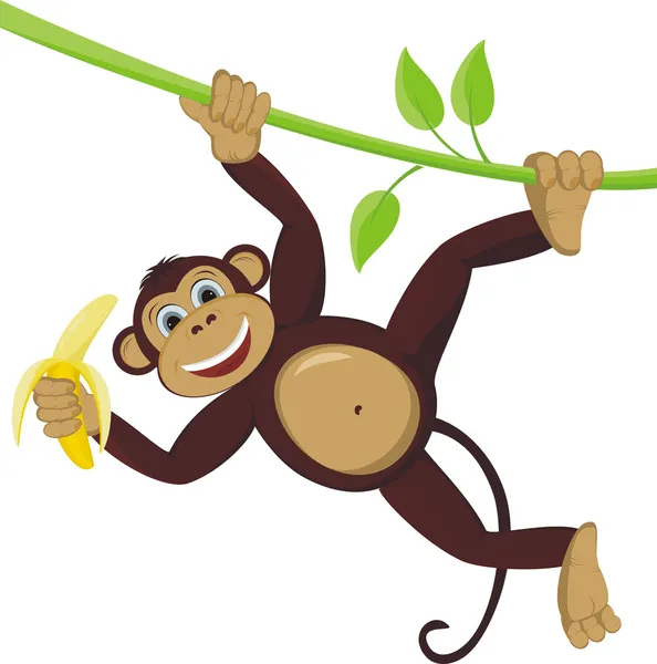 Mono con plátano — Vector de stock