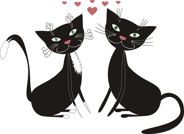 Iki siyah kedi — Stok Vektör