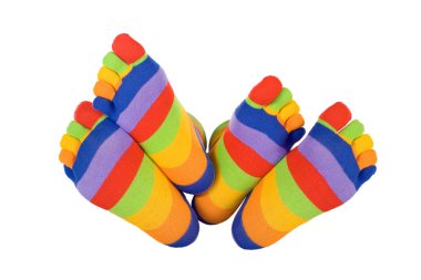 Man and woman feets in funny socks clipart