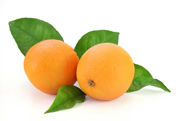 Fresh oranges with leaves — Stock Photo, Image
