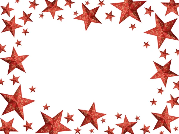 Bright red Christmas stars frame - isolated — Stock Photo, Image