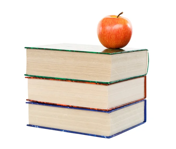 Kitaplar ve elma — Stok fotoğraf