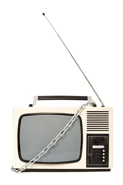 Chained vintage television set — Stock Photo, Image