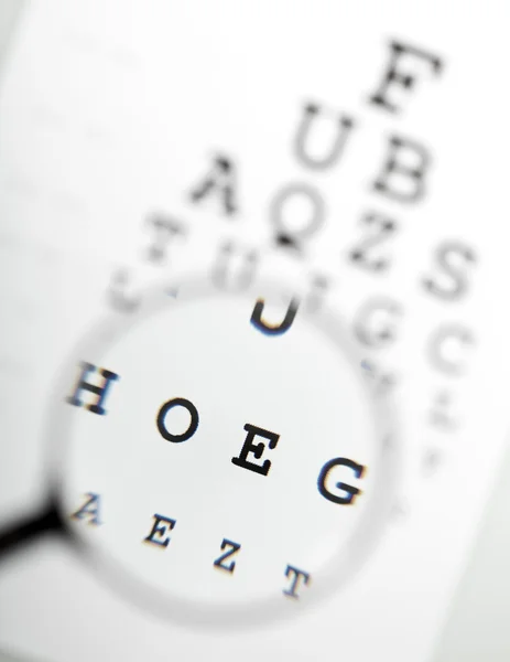 Magnifier over eye chart — Stock Photo, Image