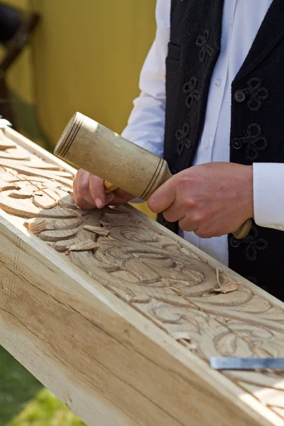 stock image Traditional craftsman carving wood