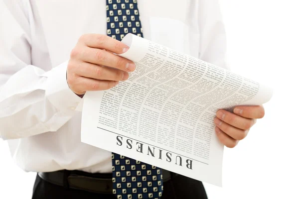 Homem com papel de negócios de leitura de gravata — Fotografia de Stock