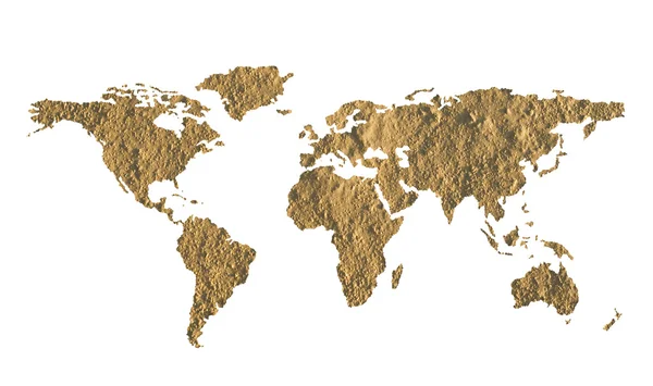 Mapa do mundo feito de lama seca de grão fino — Fotografia de Stock