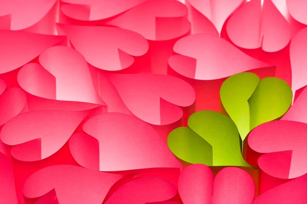 热粉红色和绿色情人节贺卡 — 图库照片