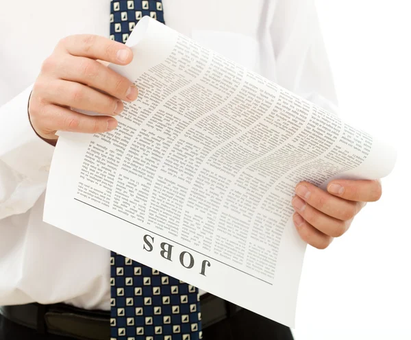 Homem de camisa e gravata procurando trabalho - close-up — Fotografia de Stock