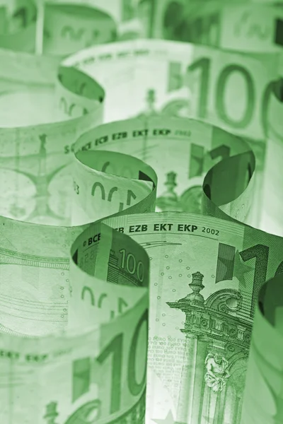 Monochroom groene eurobankbiljetten achtergrond — Stockfoto