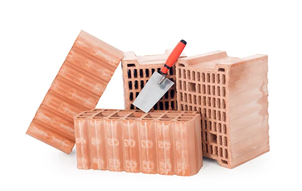 Bricks and trowel — Stock Photo, Image