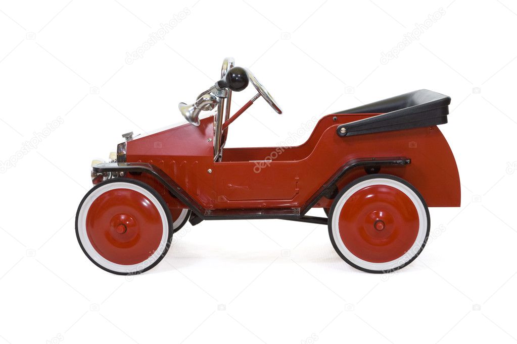 Red vintage toy car - isolated