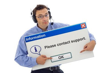 Friendly support guiding customer clipart