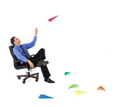 Businessman launching new ideas clipart