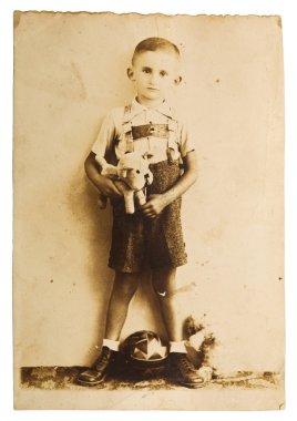 Vintage photo of a little boy clipart