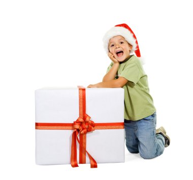 Excited boy with large present clipart