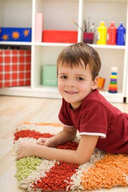 Boy in his room clipart