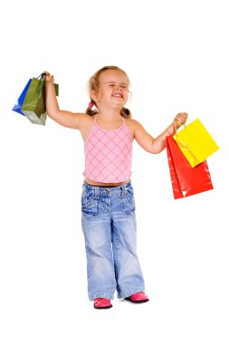 Extremely happy shopper girl clipart
