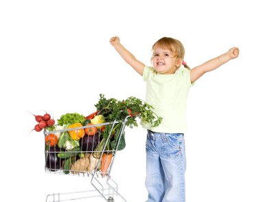 Little girl with healthy food clipart