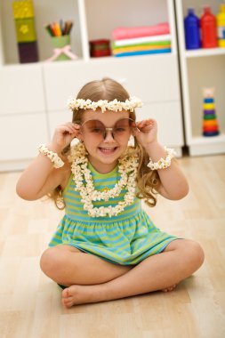 Little girl playing popcorn princess clipart