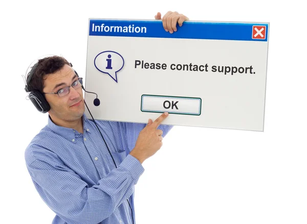 Vriendelijke ondersteuning met computer bericht — Stockfoto