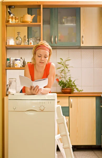 stock image Woman with new kitchen appliance