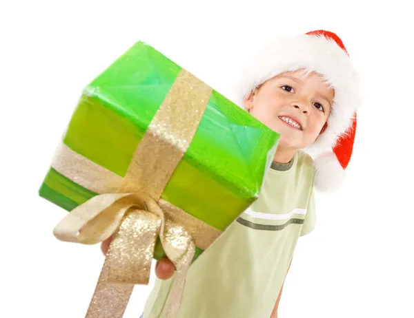 Kind mit Weihnachtsgeschenk — Stockfoto
