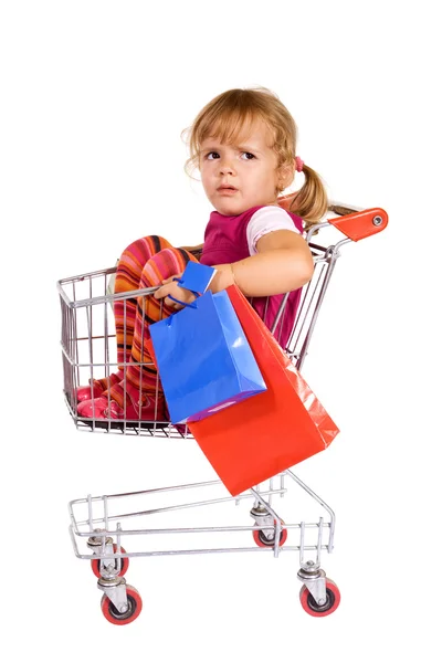 Kleines Mädchen hat genug vom Einkaufen — Stockfoto